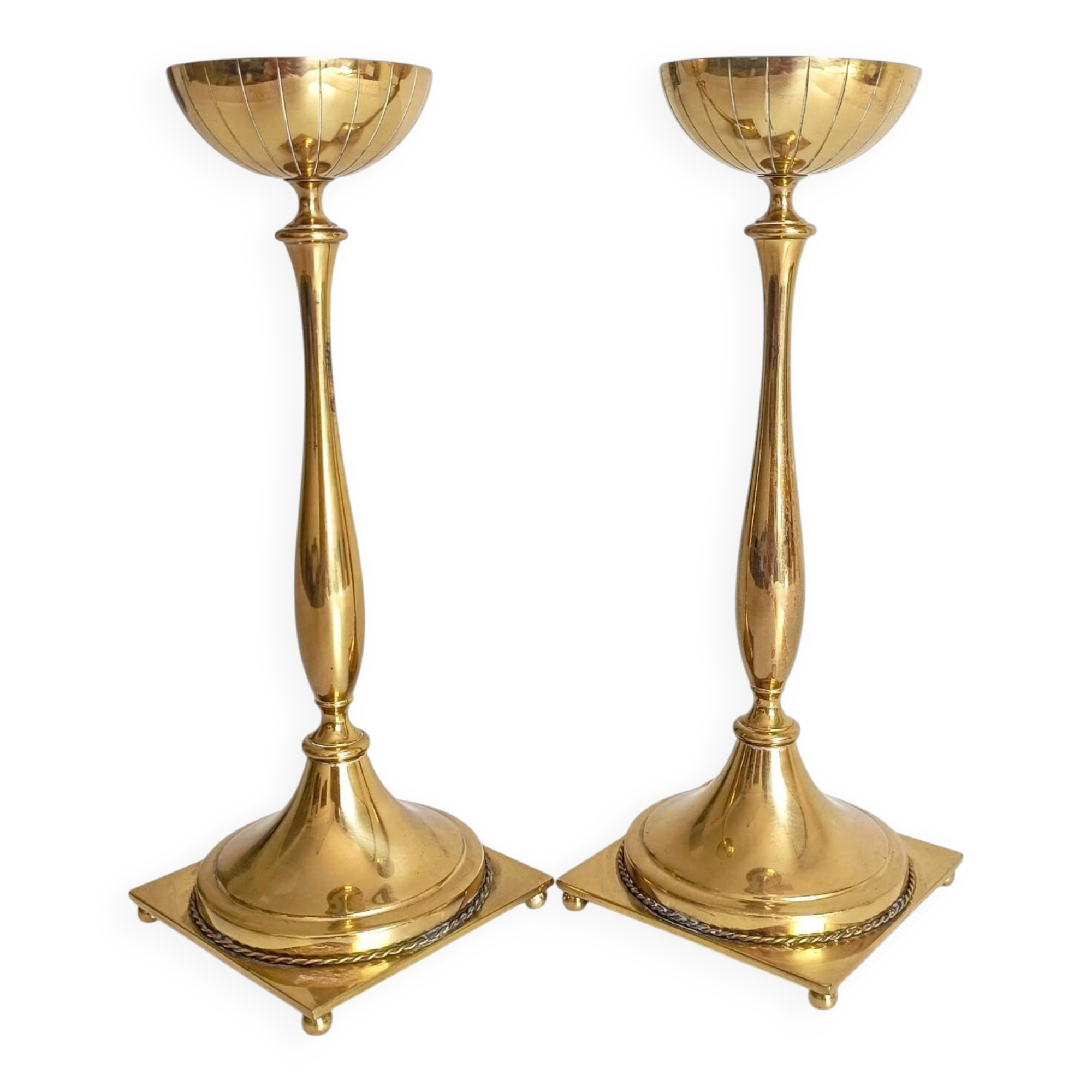 Scandinavian Modern Brass Candlesticks by Gunnar Ander for Ystad Metall