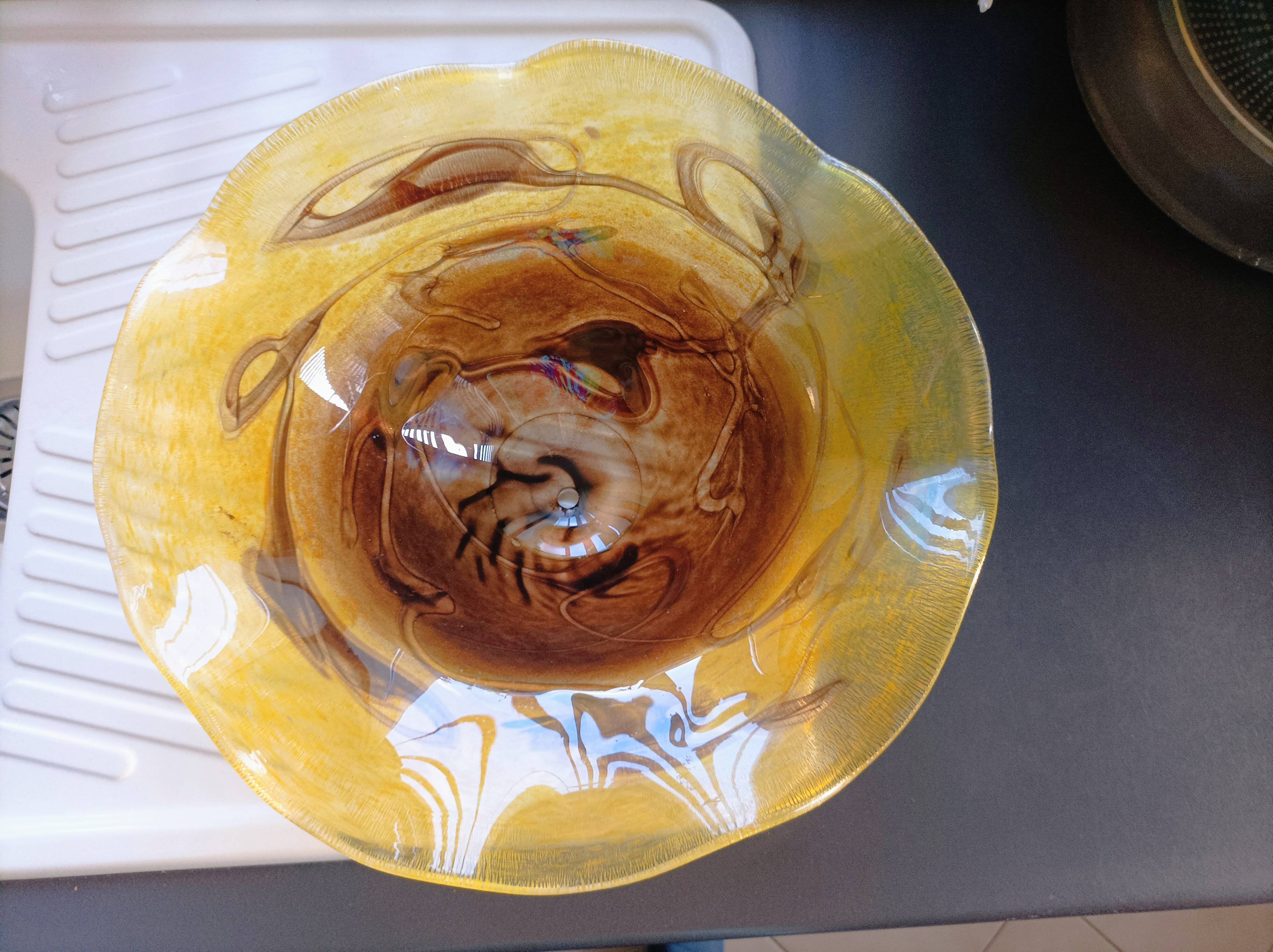 Large vintage lampshade in blown glass in the Biot style