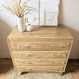 Commode vintage en chêne et poignées dorées