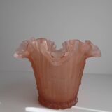 Pink frosted glass vase