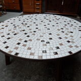 Mid-Century round coffee table with tiles 1960s