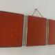 Vintage 1960s red barber triptych mirror Mirbel Paris - 28 x 70 cm