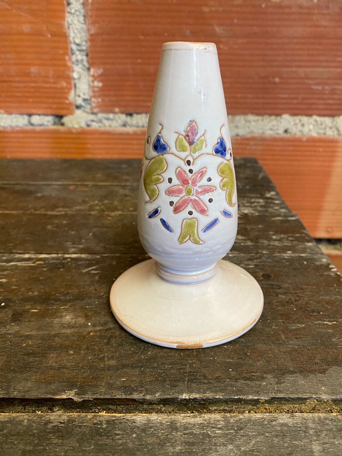 Old Lamp Base White Ceramic Soliflore Vintage Flower Decor