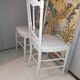 Lot of 2 empire style opera chairs redone in 19th century striped fabric, beige color