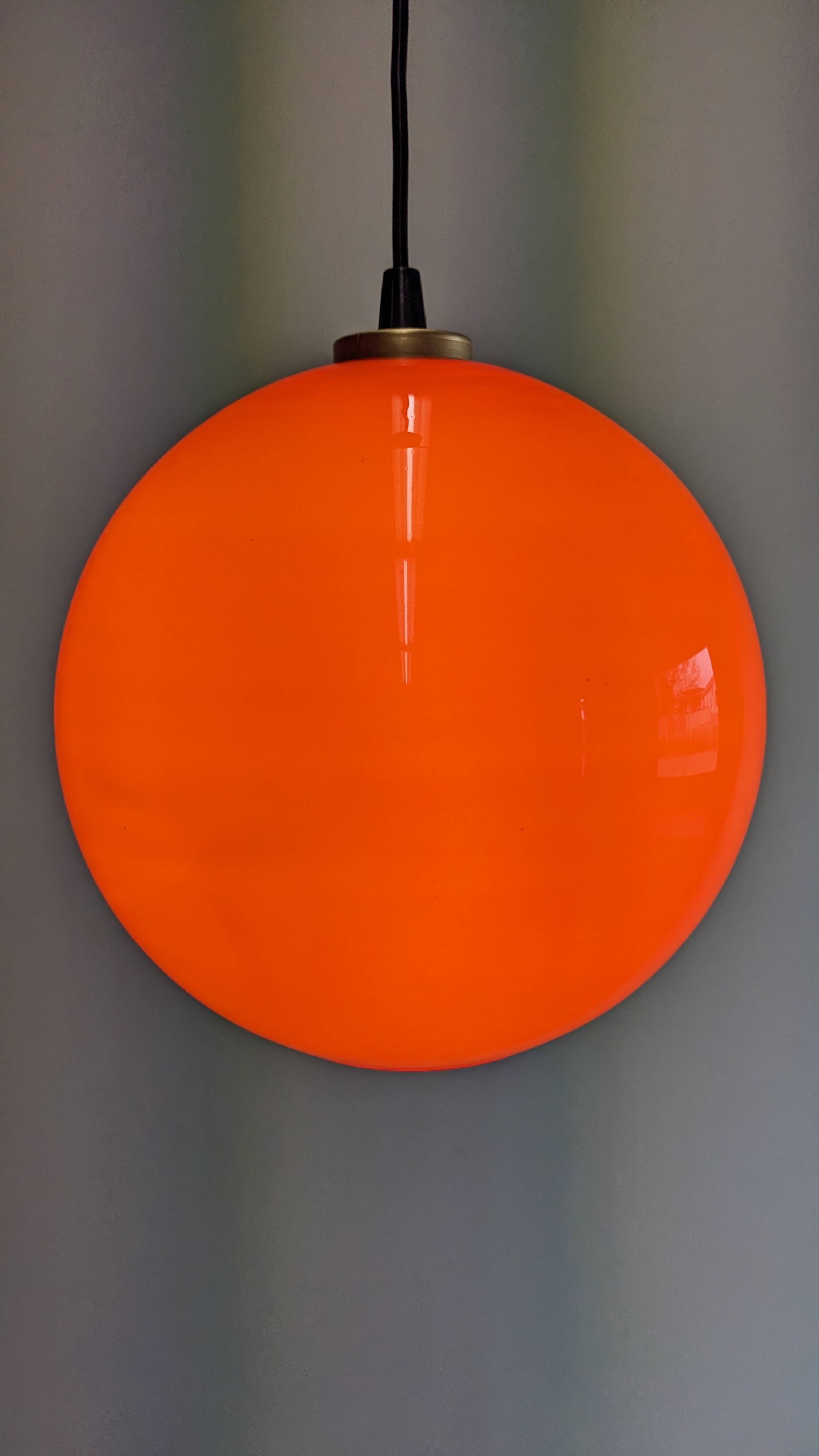 Orange opaline ball pendant from the 60s/70s