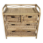 Vintage rattan chest of drawers