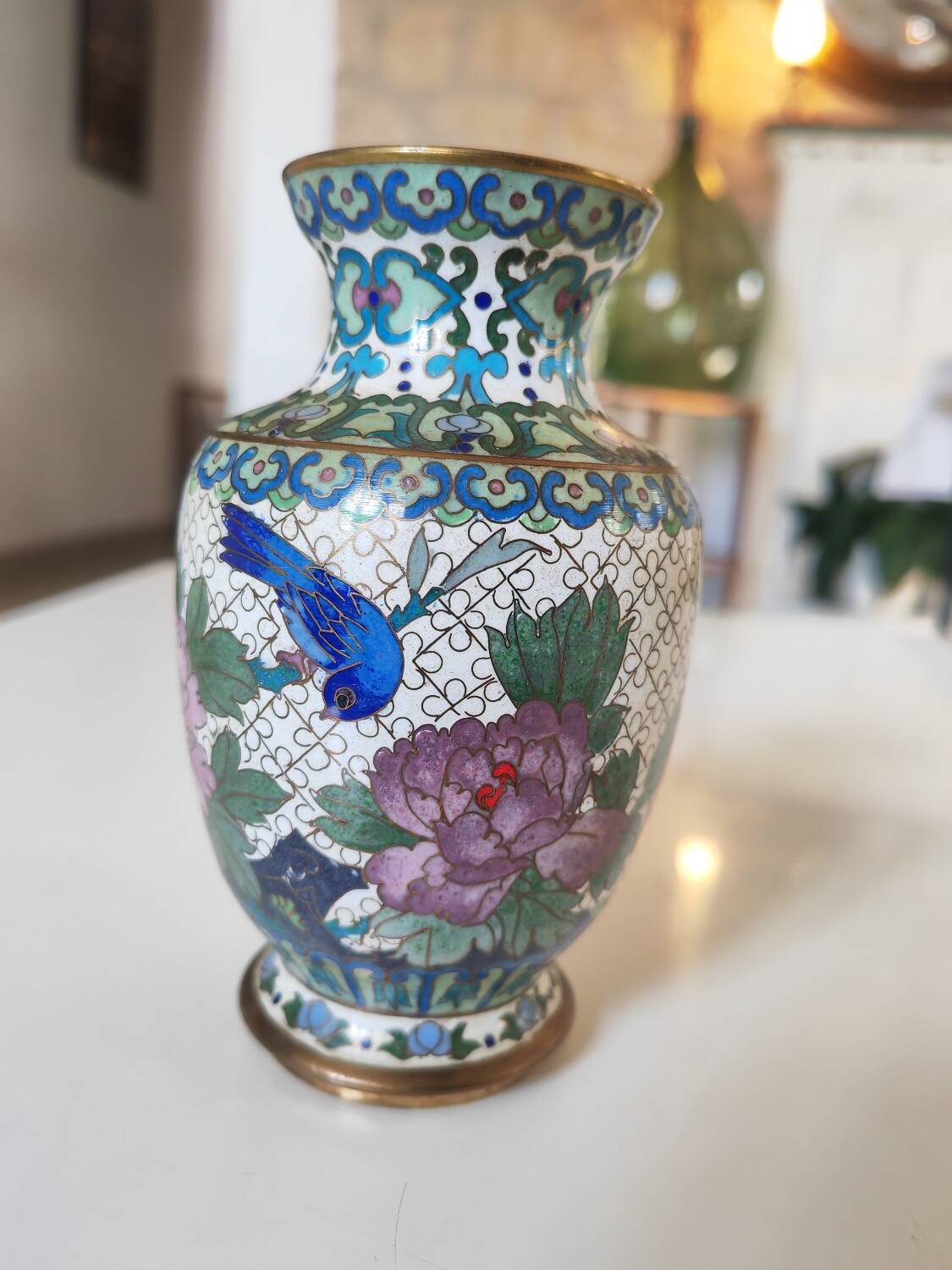 Cloisonné enamel vase