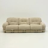 Cream bouclé Okay 3-seater sofa by Adriano Piazzesi