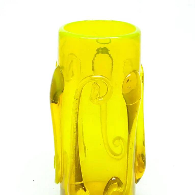 Modernist vase, yellow glass, designed by J. Słuczan-Orkusz, Poland, 1970s