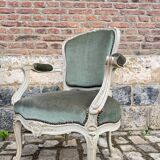 Paire De Fauteuils En Bois Laqué De Style Louis XV XIX Eme Siècle