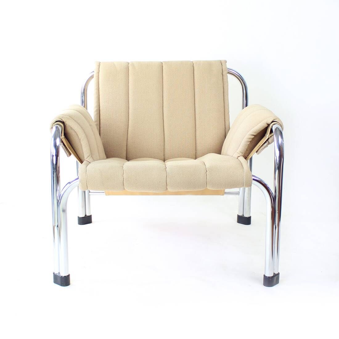 Fauteuil Lounge Par Viliam Chlebo En Chrome Et Lin, Kodreta 1979