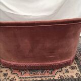 Pale pink tufted back toad sofa