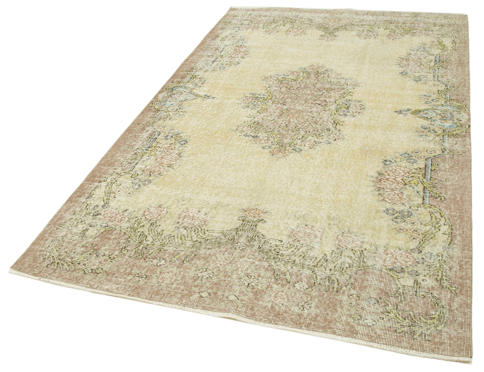 Handwoven contemporary anatolian beige carpet 157 cm x 274 cm