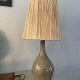 Lamp in stoneware and raffia electrified to nine
