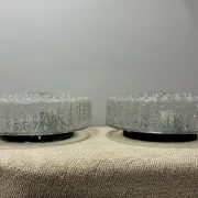 Pair of Peil & Putzler ice glass flush mount lights, 1960s