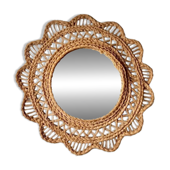 Miroir paille et corde