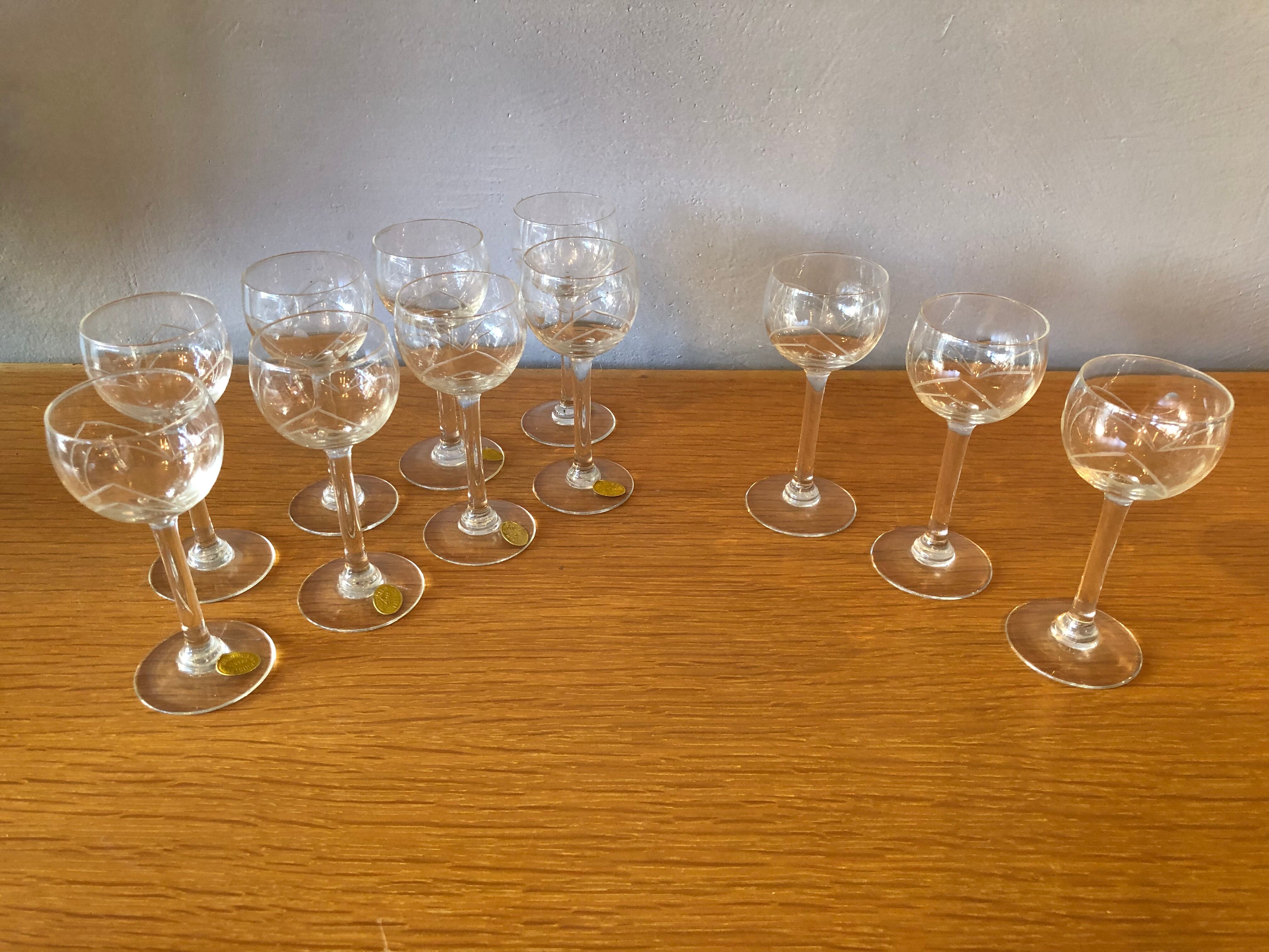 10 Meisenthal crystal glasses
