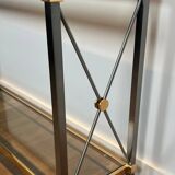 Console de style néoclassique en laiton doré et patine canon de fusil attribuée à la Maison Jansen