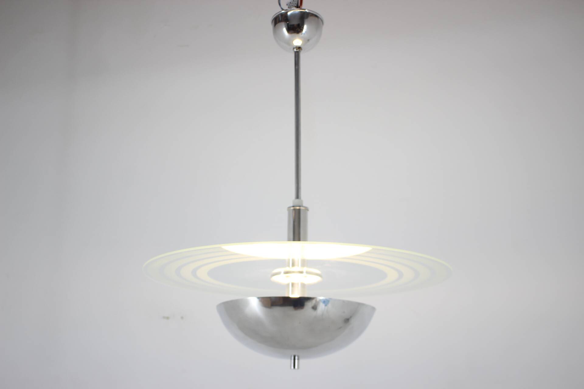 1930s Restored Art Deco Chandelier, Czechoslovakia
