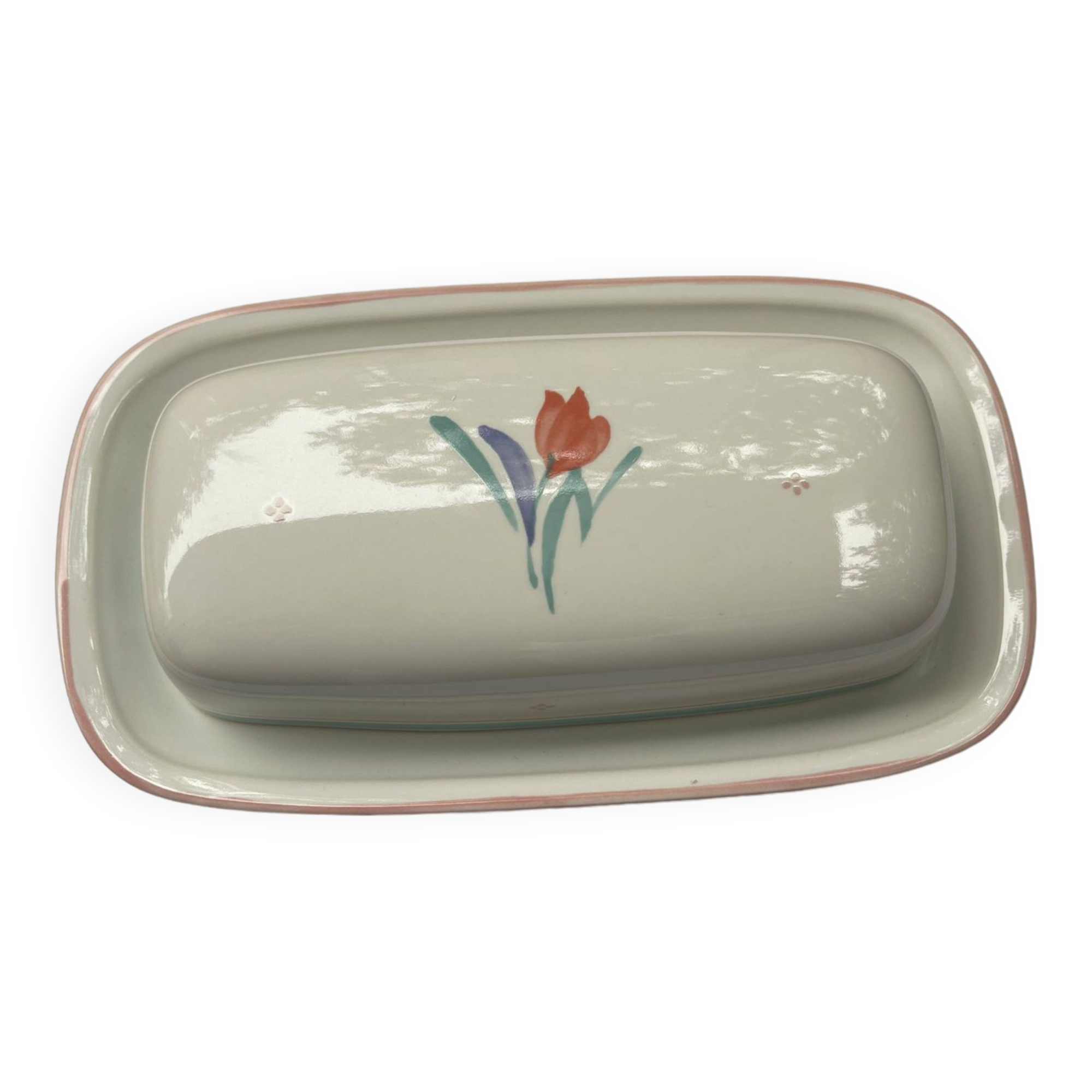 Vintage ceramic butter dish with lid.