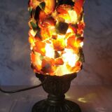 Table lamp gilded wood and stones