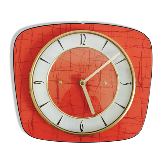 Horloge en formica années 50/60 rouge