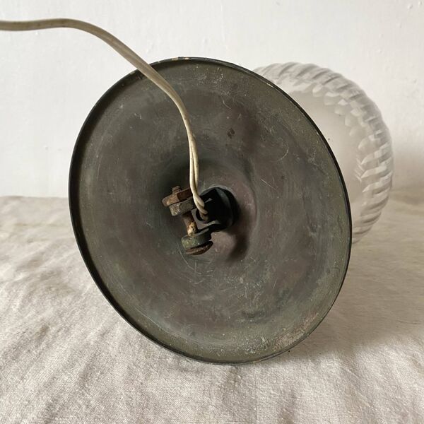 Plafonnier ancien  verre moulé ,  début XXe