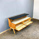 Small chest of drawers by WK Möbel with black and white glass top, pear wood, 1950s