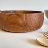 3 wooden bowls and 12 mini cutlery at apéro