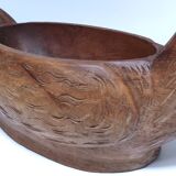 Solid wood fruit bowl carved bird