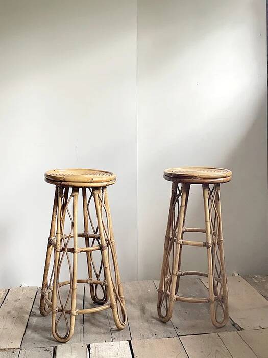 Vintage sculptural rattan bar stool, Japan, 1970s