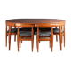 "Roundette" teak dining table & 6 chairs by  Hans Olsen for Frem Rølje 1960