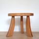 Brutalist solid wood tripod stool vintage