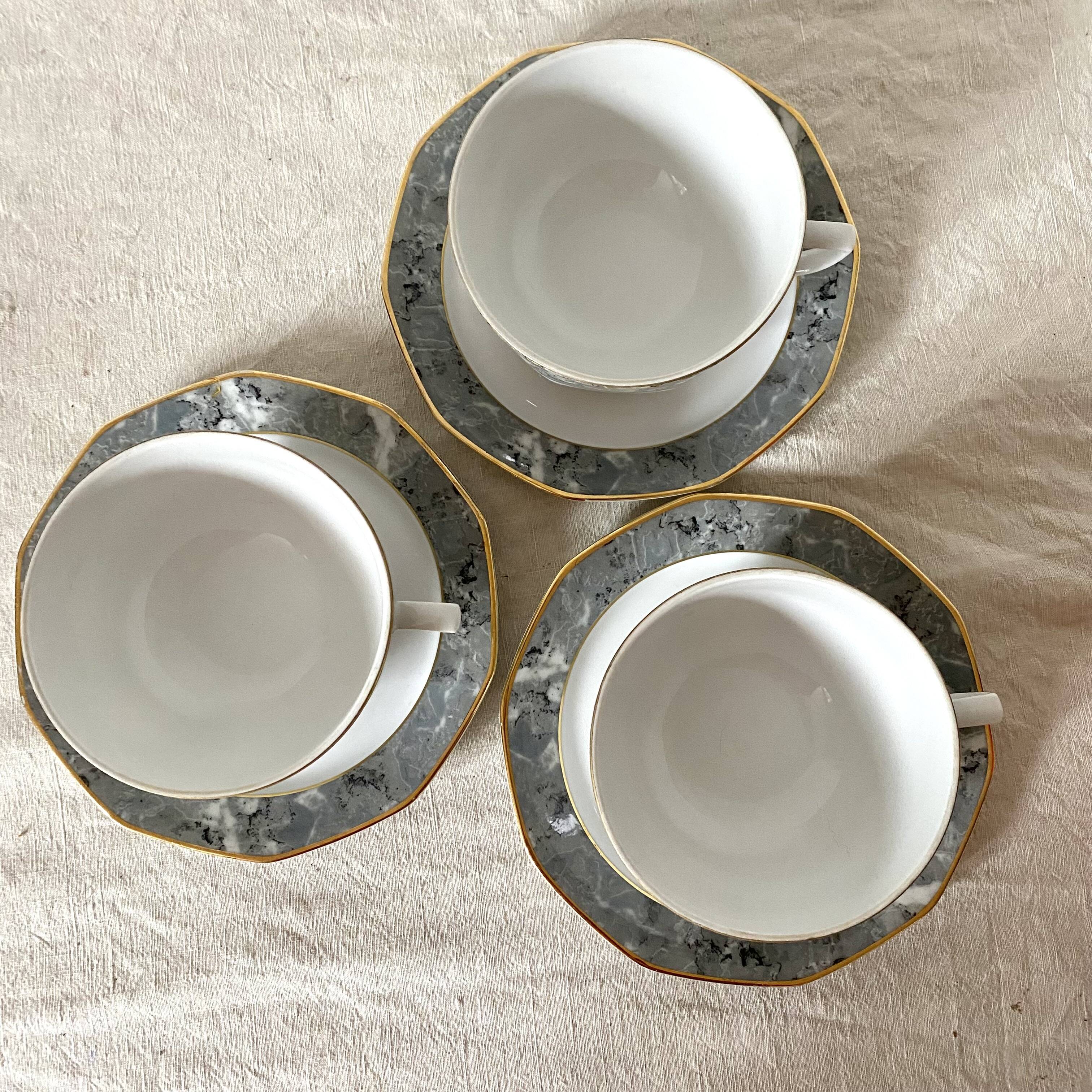 Large 80s model cups, marbled effect, Winterling Bavaria