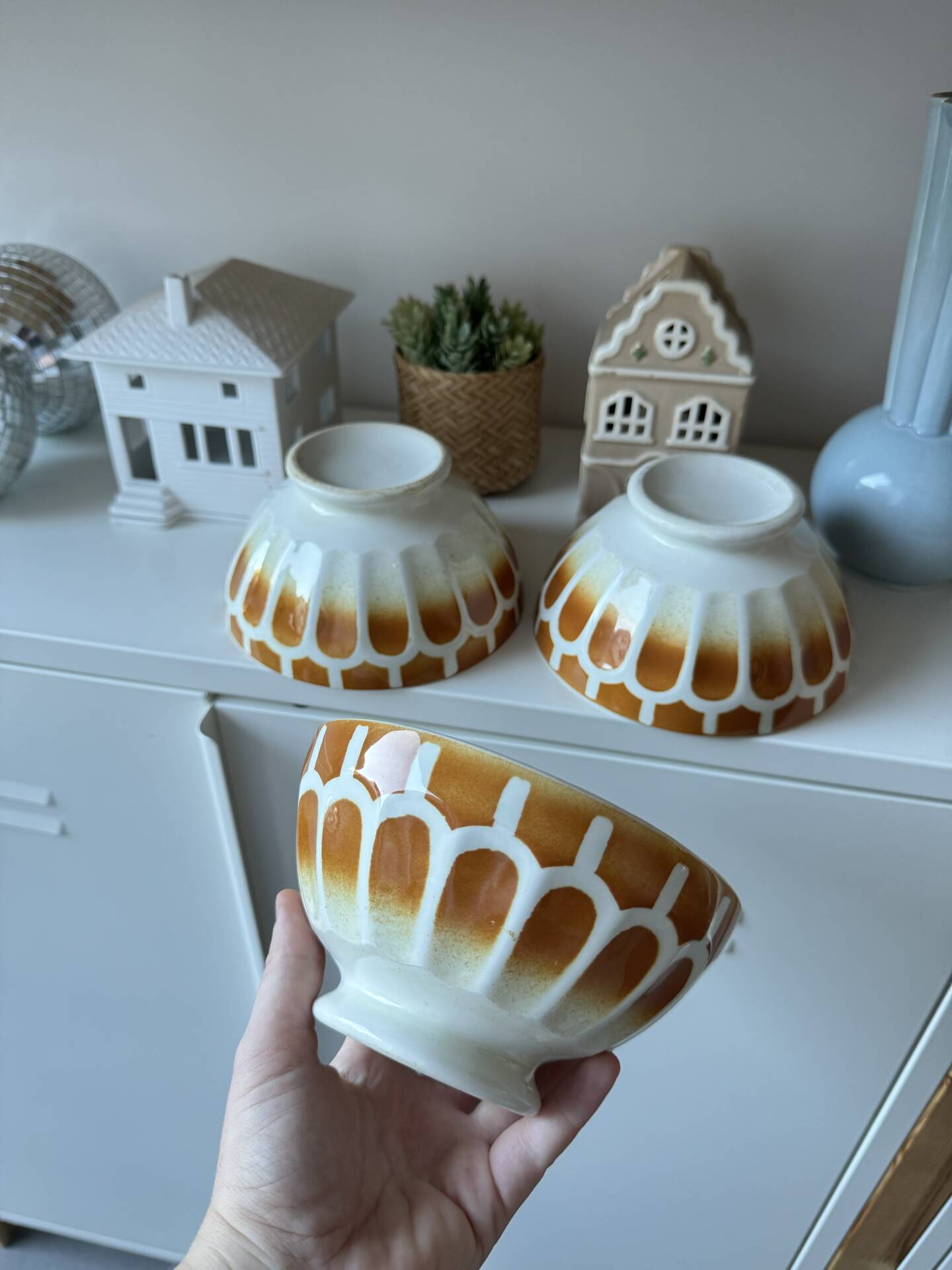 Set of 3 beautiful vintage Digoin bowls.