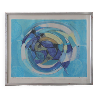 Gustav Bolin, Composition, Color Lithograph, 1970s, Framed