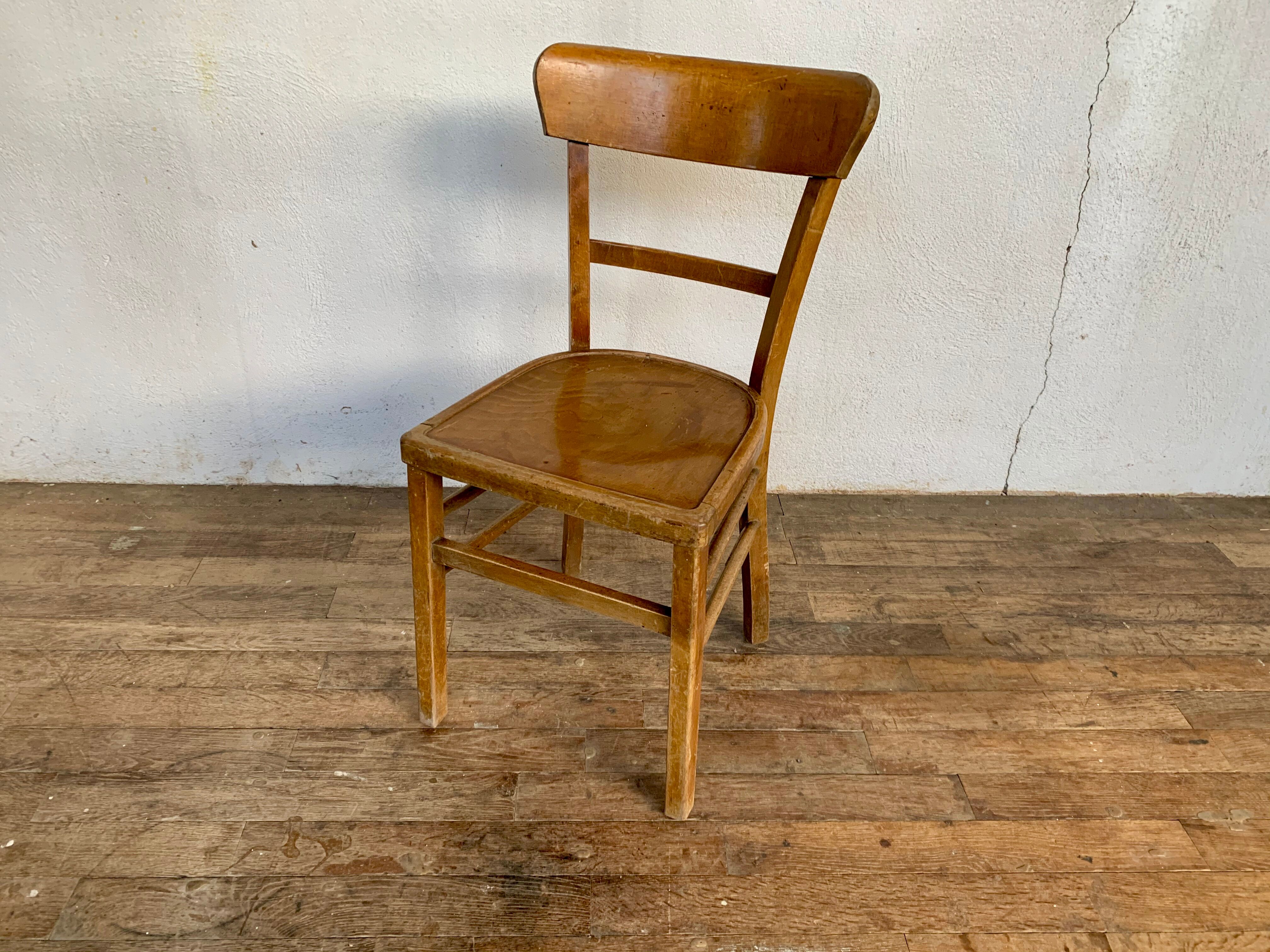 Series Lot of 8 chairs bistro Luterma in light wood Year 1950