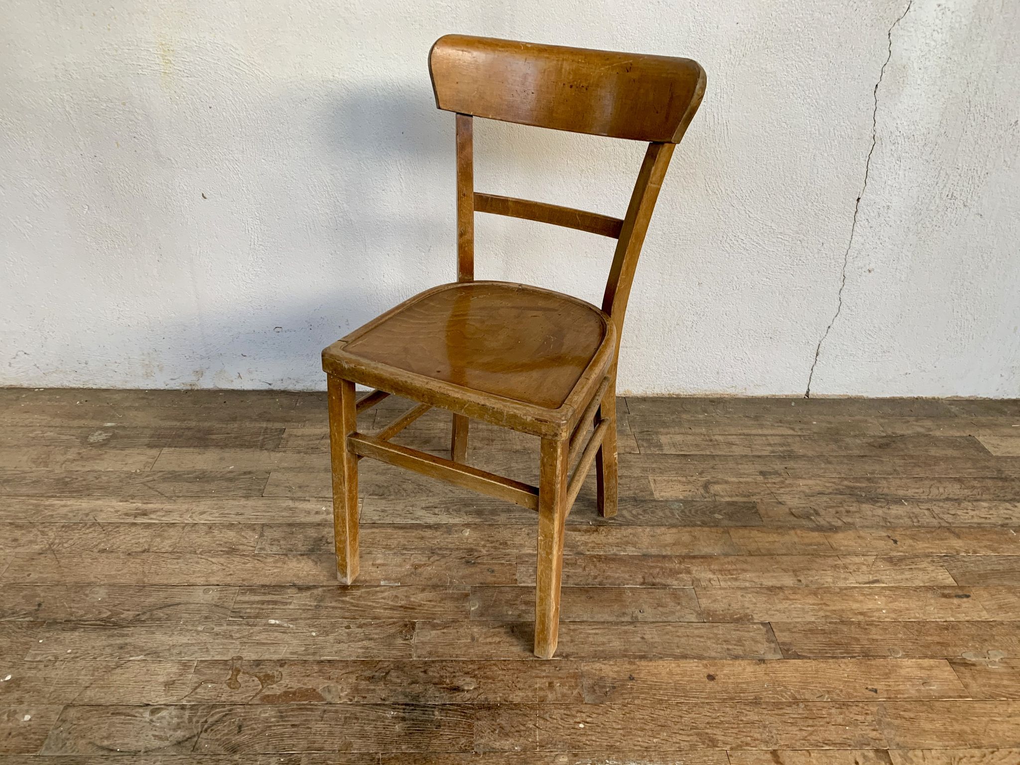 Series Lot of 8 chairs bistro Luterma in light wood Year 1950