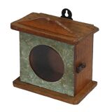 Small old wall display case clock box patina original india
