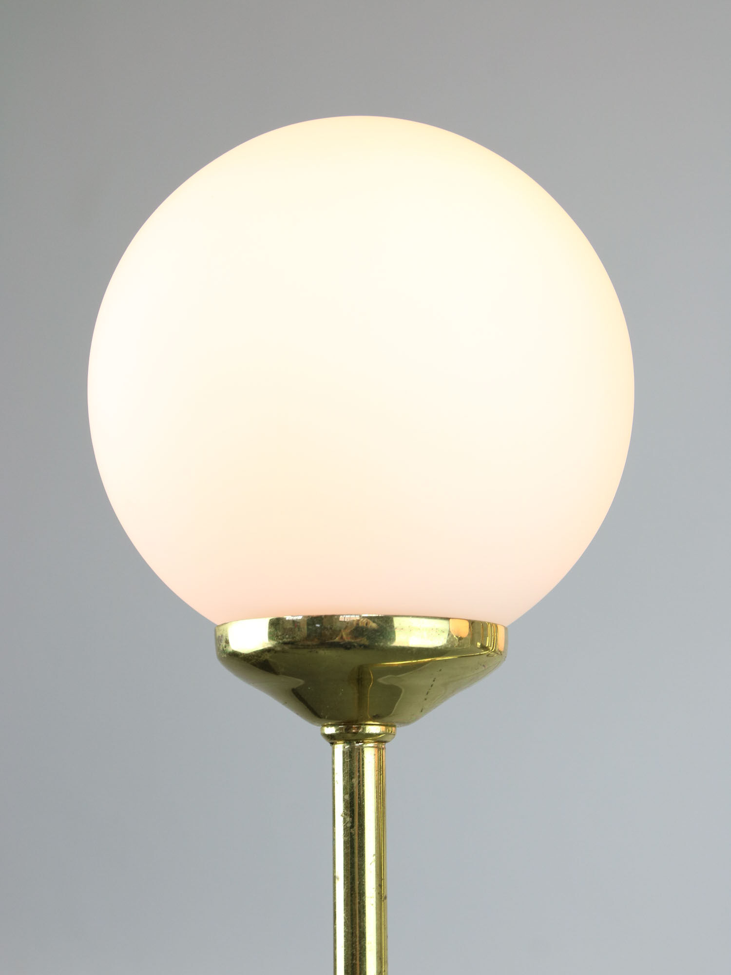 Vintage golden chandelier in opaline glass