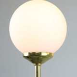 Lustre doré vintage en verre opalin