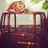 Table basse en rotin vintage