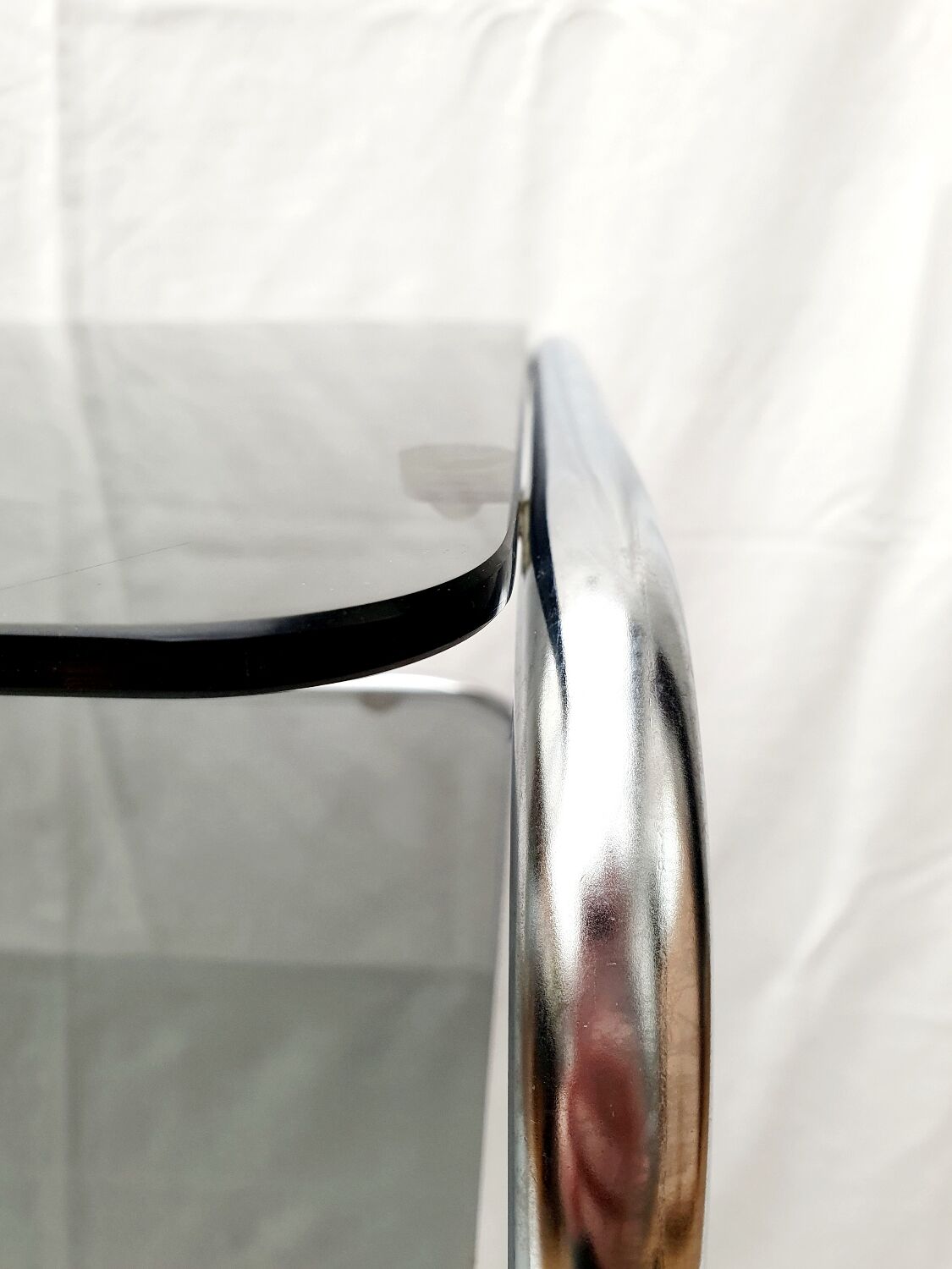 Design console 70 metal chromed smoked glass