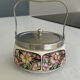 Bonbonnière art déco céramique décor floral – sucrier avec anse métal