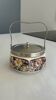 Art Deco ceramic bonbonnière with floral decoration – sugar bowl with metal handle