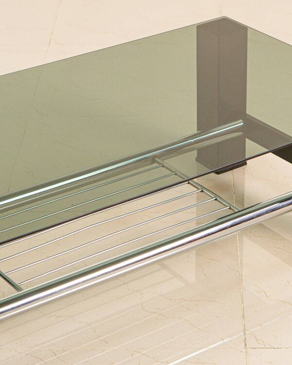 Table basse italienne rectangulaire deux étages 80's