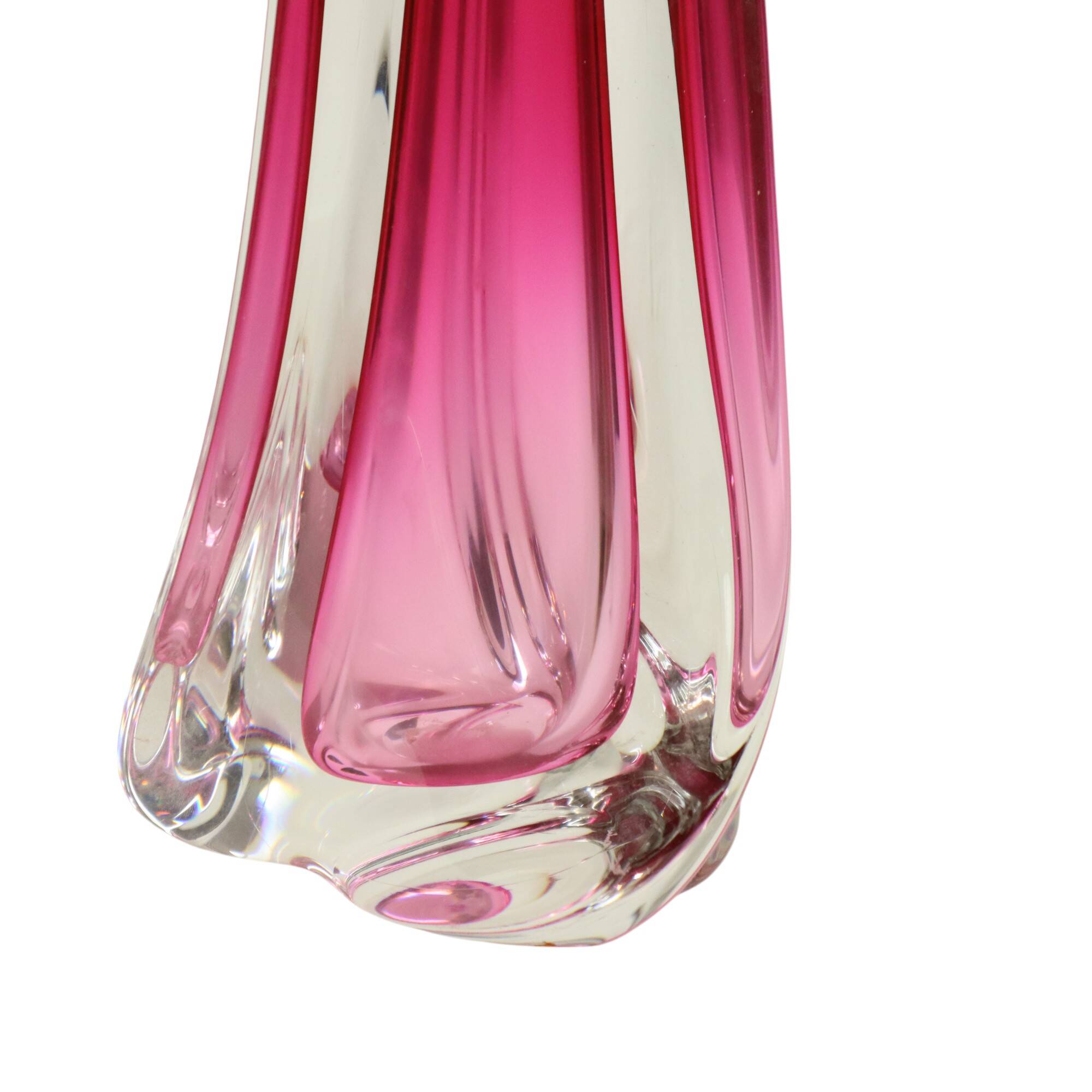 Purple Pink Table Lamp Crystal Val Saint Lambert Swirl 60s