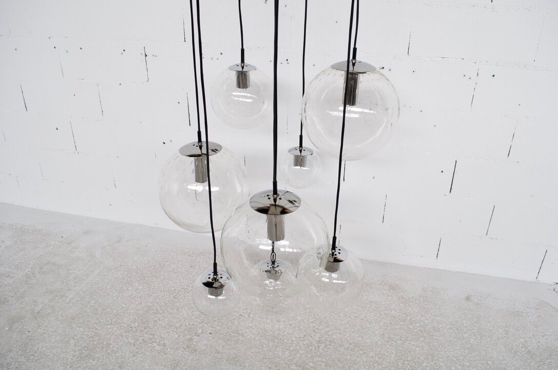 Chromium waterfall chandelier chromed by Raak holland 70