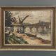 Oil on panel by Poubal 20th century representing a limed frame mill