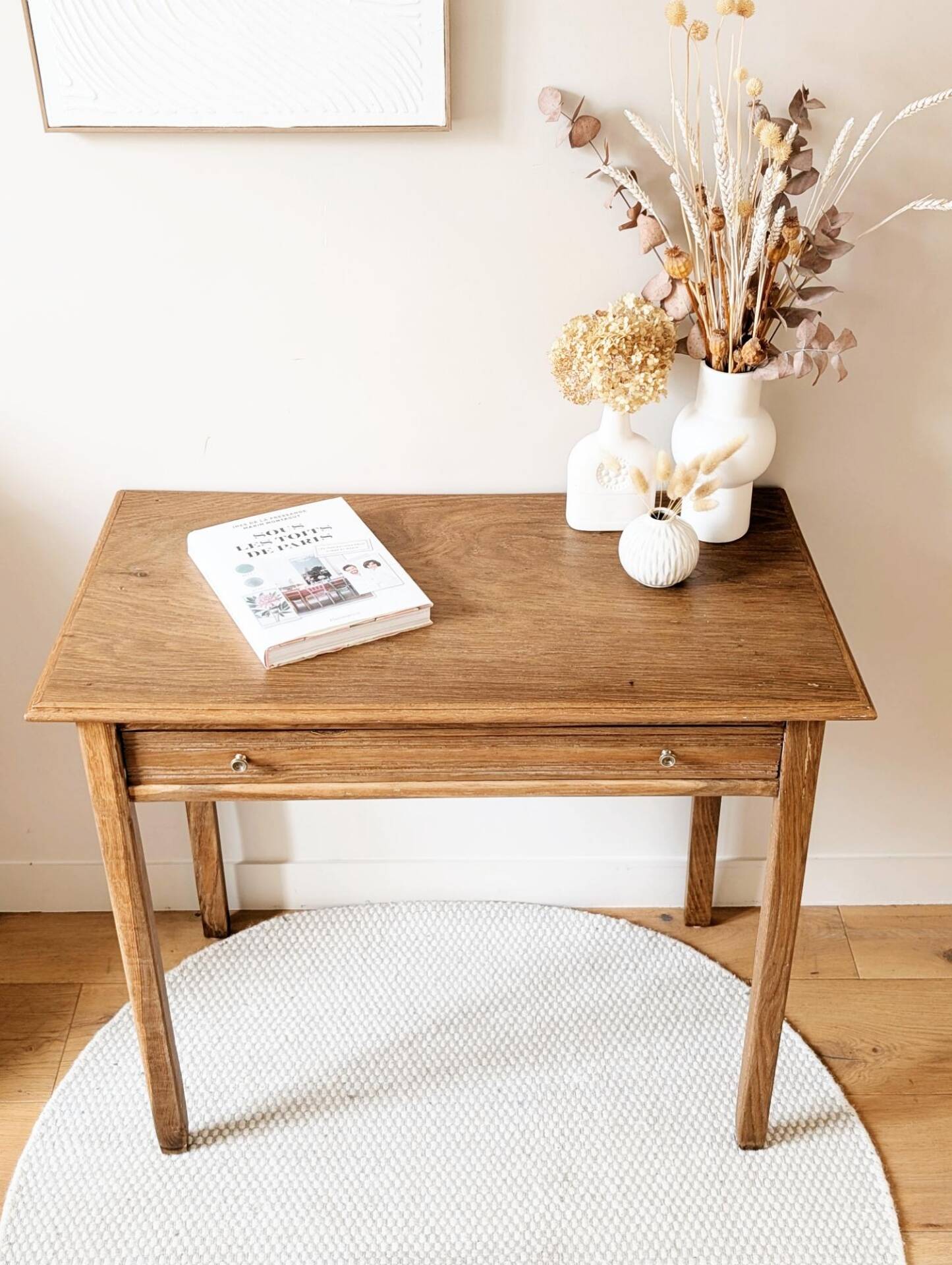 Table bureau console chêne massif 